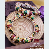 FS Collection Gold Plated Openable Meenakari Bangles Set