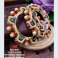 FS Collection Gold Plated Openable Meenakari Bangles Set