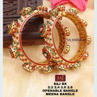 FS Collection Gold Plated Openable Meenakari Bangles Set
