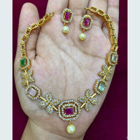 FS Collection Gold Plated AD Stone Necklace Set