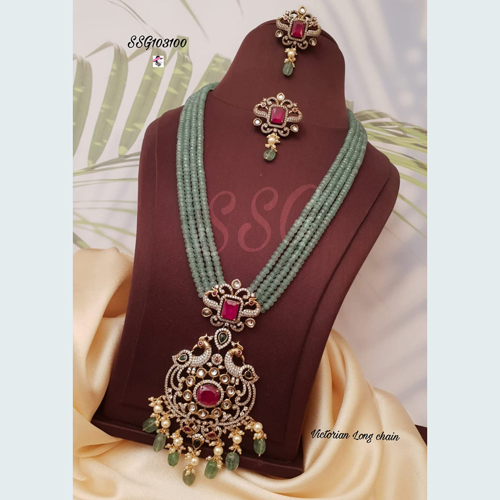 FS Collection Gold Plated AD Stone Long Necklace Set