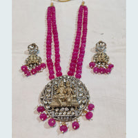 FS Collection Gold Plated AD Stone Long Temple Necklace Set