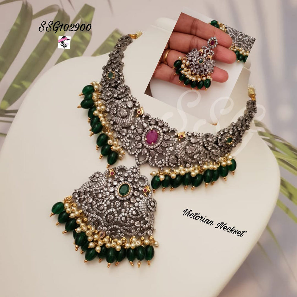FS Collection Gold Plated AD Stone Necklace Set