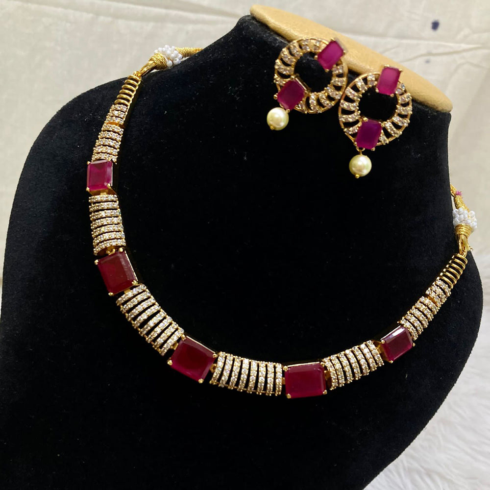 FS Collection Gold Plated AD Stone Necklace Set