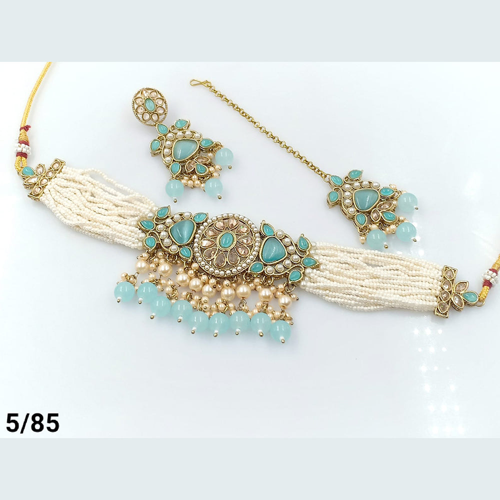 FS Collection Gold Plated Choker Necklace Set