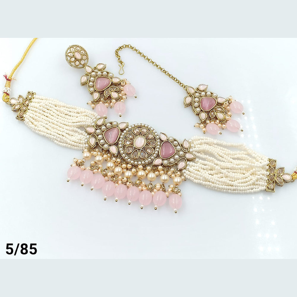 FS Collection Gold Plated Choker Necklace Set