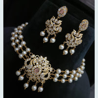 FS Collection Gold Plated AD Stone and Pearl Choker Necklace Set