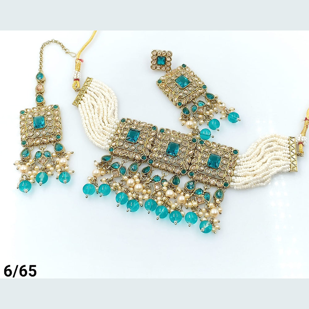 FS Collection Gold Plated Choker Necklace Set