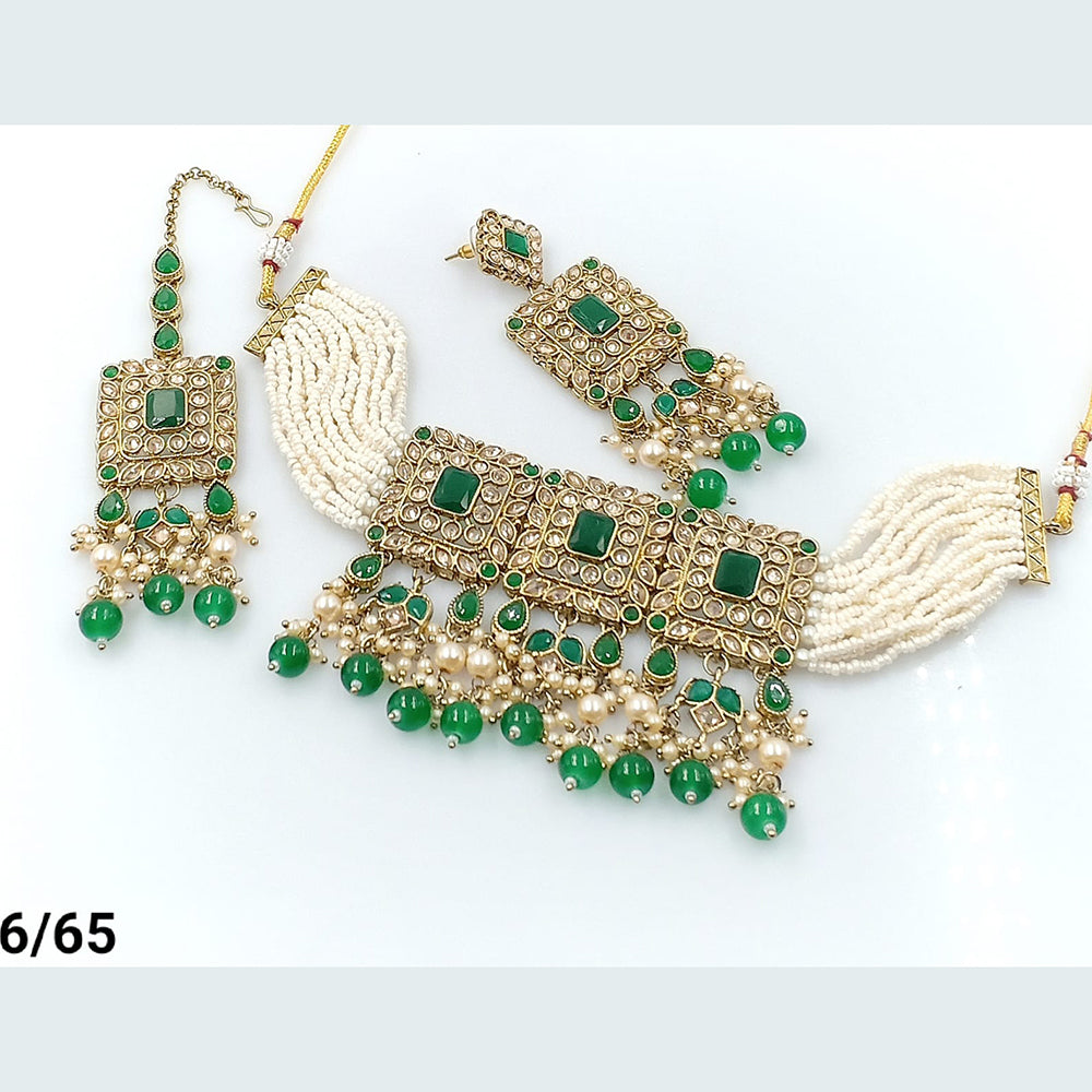 FS Collection Gold Plated Choker Necklace Set