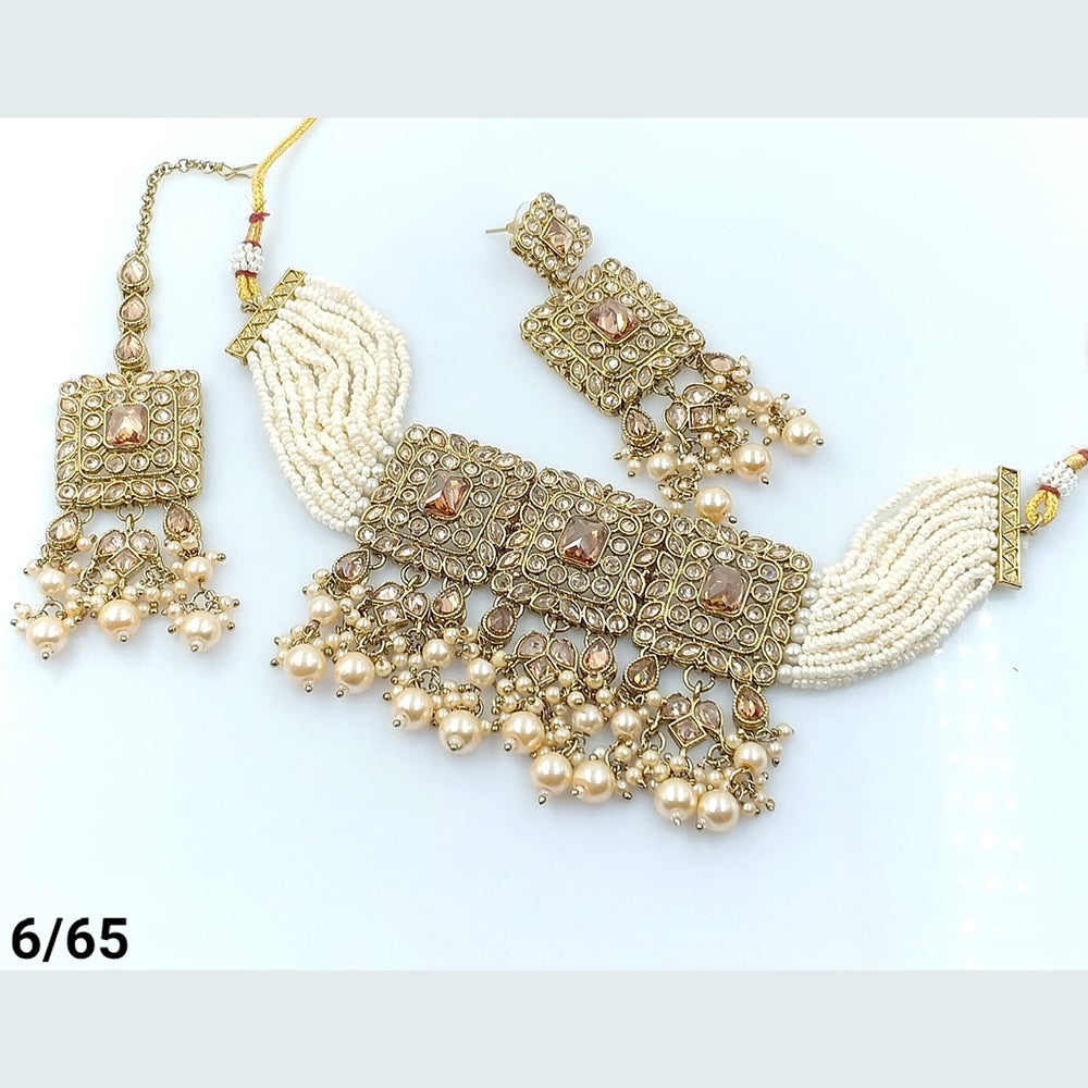 FS Collection Gold Plated Choker Necklace Set