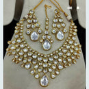 FS Collection Gold Plated Kundan Stone Necklace Set