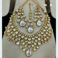 FS Collection Gold Plated Kundan Stone Necklace Set
