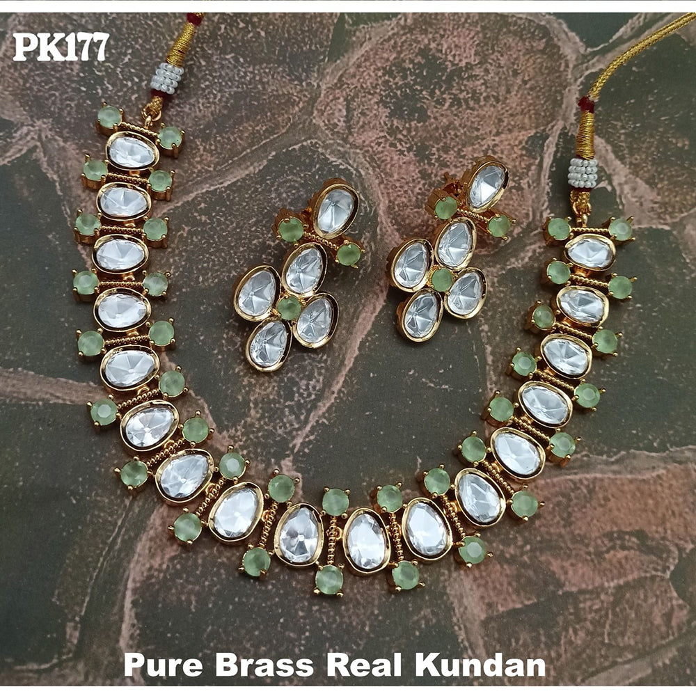 FS Collection Gold Plated Kundan Stone Necklace Set