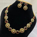 FS Collection Gold Plated Kundan and AD Stone Necklace Set