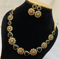 FS Collection Gold Plated Kundan and AD Stone Necklace Set