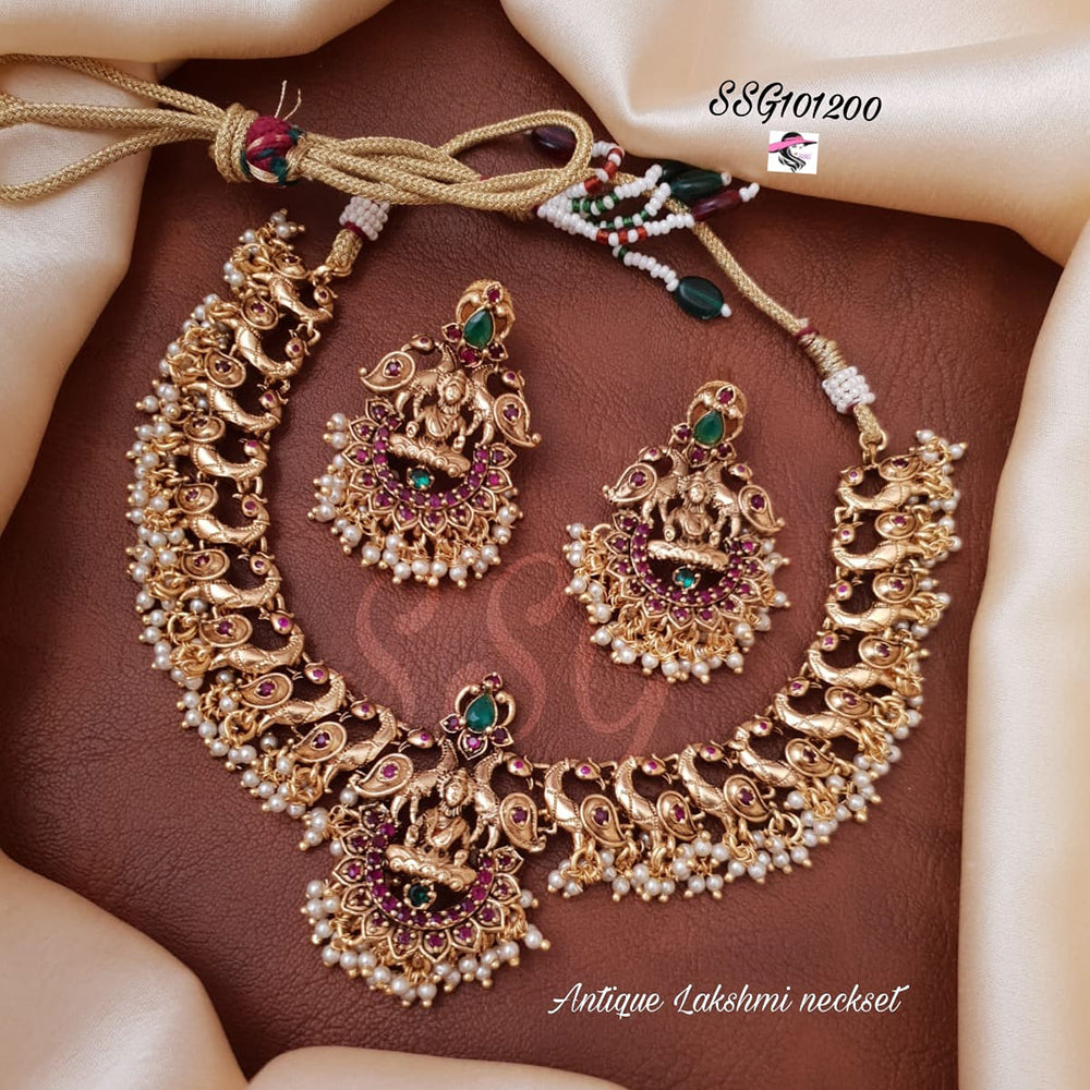 FS Collection Gold Plated Temple Necklace Set