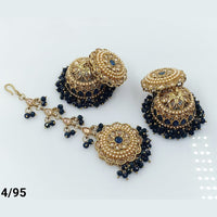 FS Collection Gold Plated Maangtika and Jhumki Earrings
