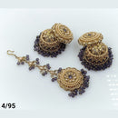 FS Collection Gold Plated Maangtika and Jhumki Earrings