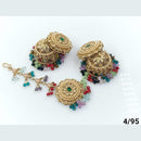 FS Collection Gold Plated Maangtika and Jhumki Earrings