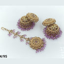 FS Collection Gold Plated Maangtika and Jhumki Earrings