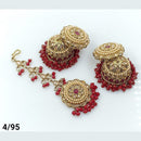 FS Collection Gold Plated Maangtika and Jhumki Earrings