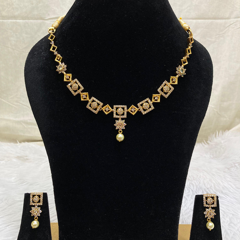 FS Collection Gold Plated AD Stone Necklace Set