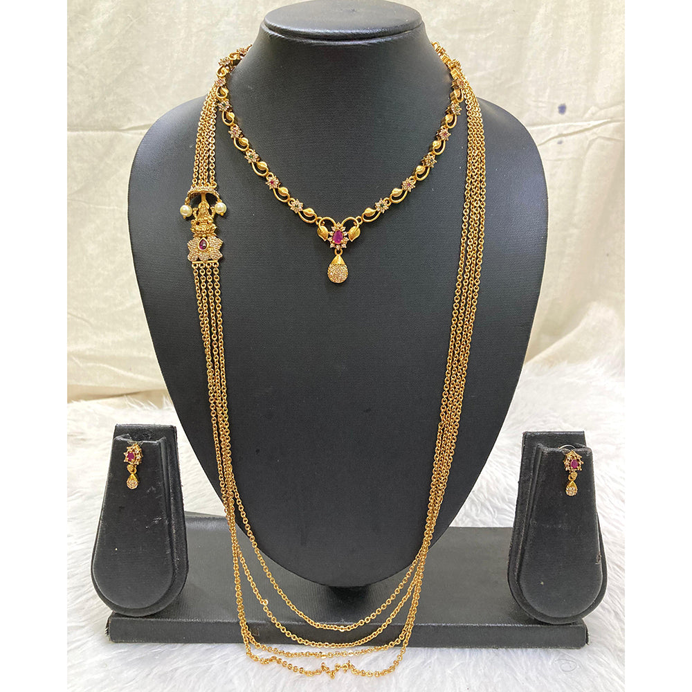 FS Collection Gold Plated AD Stone Necklace Set