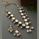 FS Collection Gold Plated Kundan Stone Necklace Set