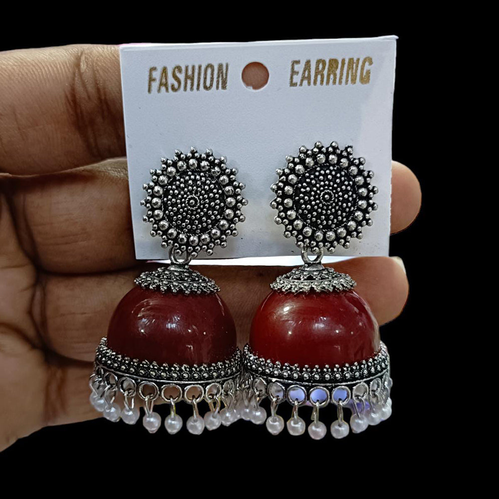 FS Collection Oxidised Plated Jhumki  Earrings