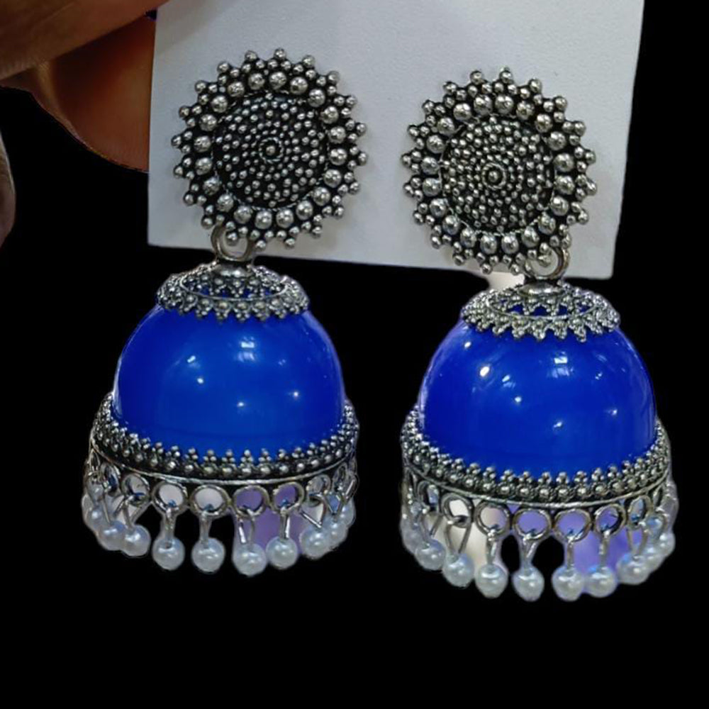 FS Collection Oxidised Plated Jhumki  Earrings