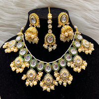 FS Collection Gold Plated Kundan Stone Necklace Set
