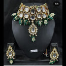 FS Collection Gold Plated Kundan Stone Necklace Set
