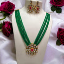 FS Collection Gold Plated Kundan Stone Long Necklace Set