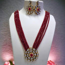 FS Collection Gold Plated Kundan Stone Long Necklace Set