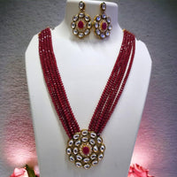 FS Collection Gold Plated Kundan Stone Long Necklace Set