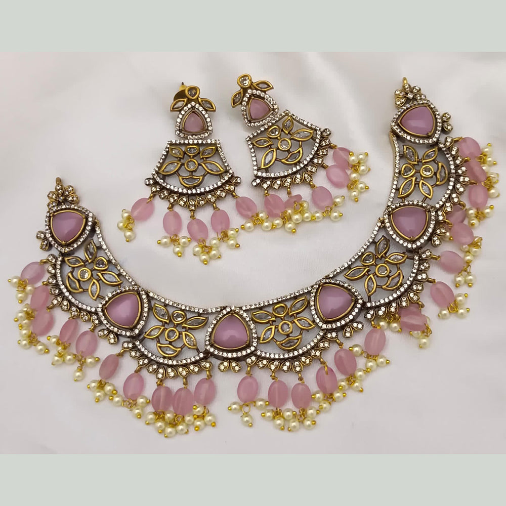 FS Collection Gold Plated Crystal Stone Necklace Set