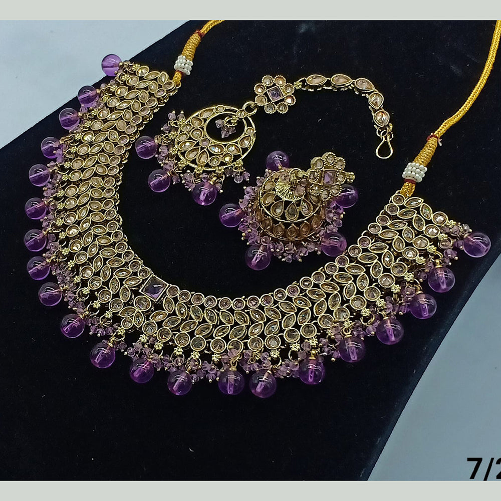 FS Collection Gold Plated Crystal Stone Necklace Set