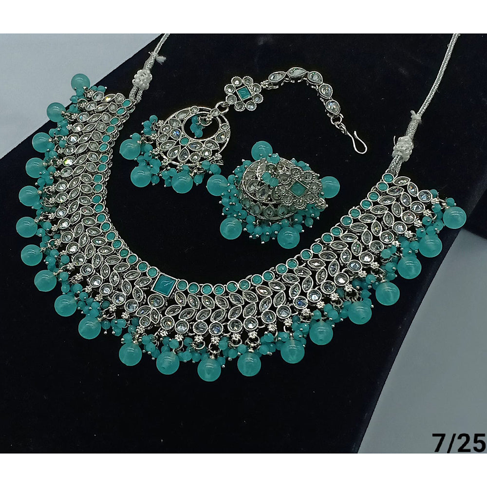 FS Collection Silver Plated Crystal Stone Necklace Set