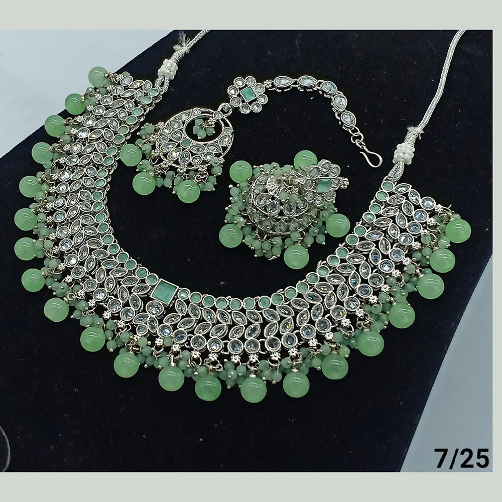 FS Collection Silver Plated Crystal Stone Necklace Set