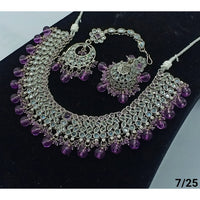 FS Collection Silver Plated Crystal Stone Necklace Set