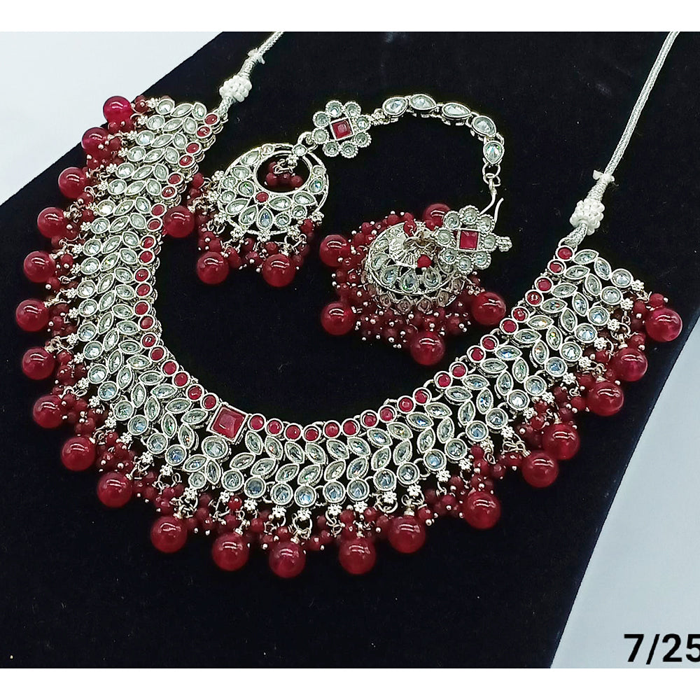 FS Collection Silver Plated Crystal Stone Necklace Set