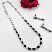 FS Collection Silver Plated Crystal Stone Necklace Set