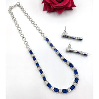 FS Collection Silver Plated Crystal Stone Necklace Set