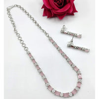 FS Collection Silver Plated Crystal Stone Necklace Set