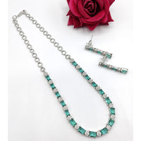 FS Collection Silver Plated Crystal Stone Necklace Set