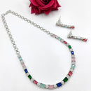 FS Collection Silver Plated Crystal Stone Necklace Set