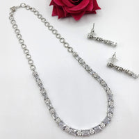 FS Collection Silver Plated Crystal Stone Necklace Set