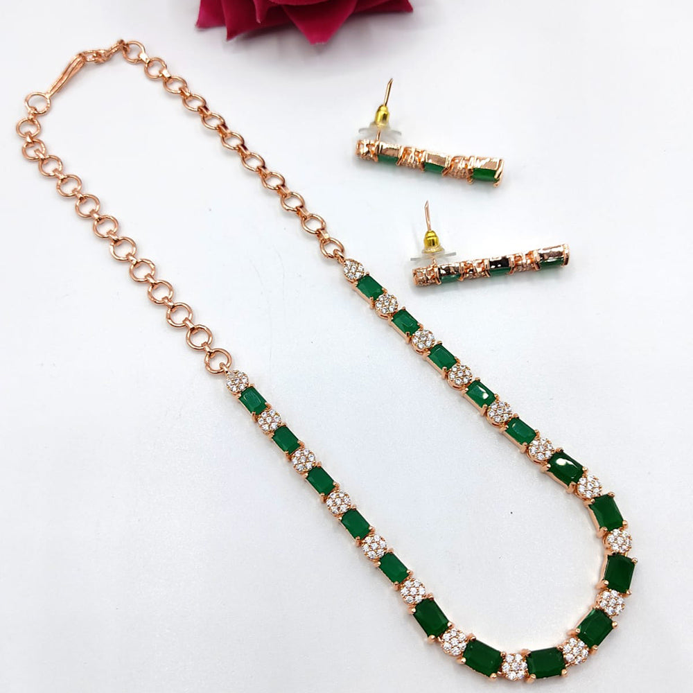 FS Collection Rose Gold Plated Crystal Stone Necklace Set