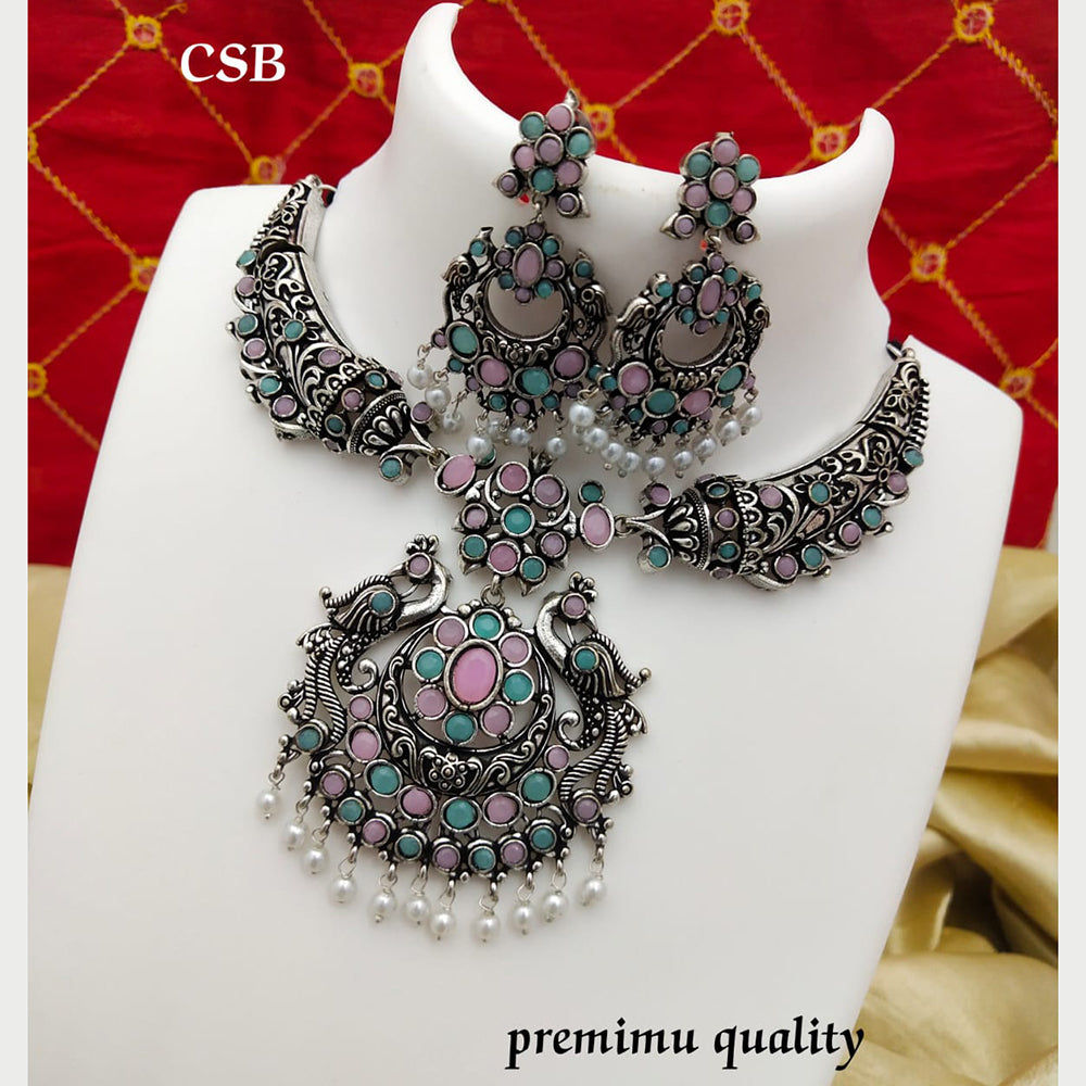 FS Collection Oxidised Plated Necklace Set