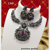 FS Collection Oxidised Plated Necklace Set